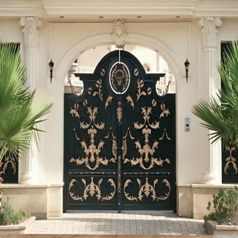 villa-door-wrought-iron-tw درب حیاط لاکچری فلزی مدرن