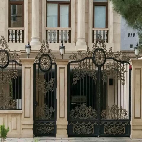 villa-door-wrought-iron-vq درب حیاط ساده و شیک