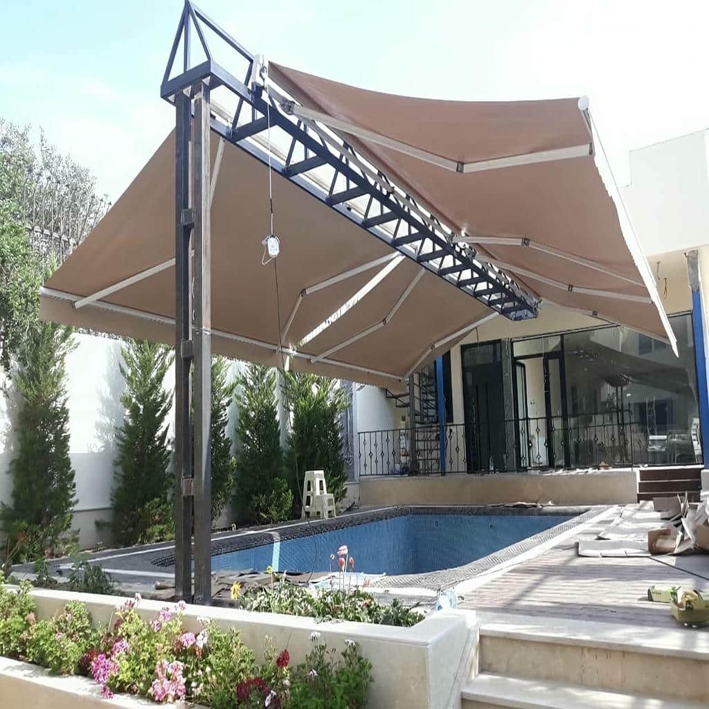 قیمت سایبان برقی اتوماتیک پارچه ضدآب در سنندج