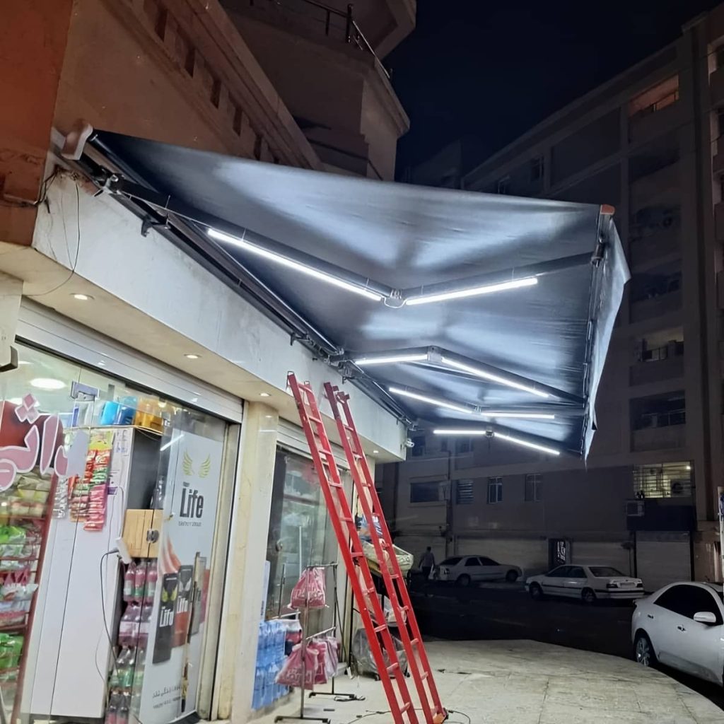 نصب سایبان برقی اتوماتیک فضای بیرونی در فشم