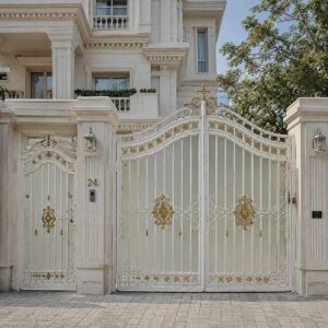 6 مدل درب حیاط سفید طلایی