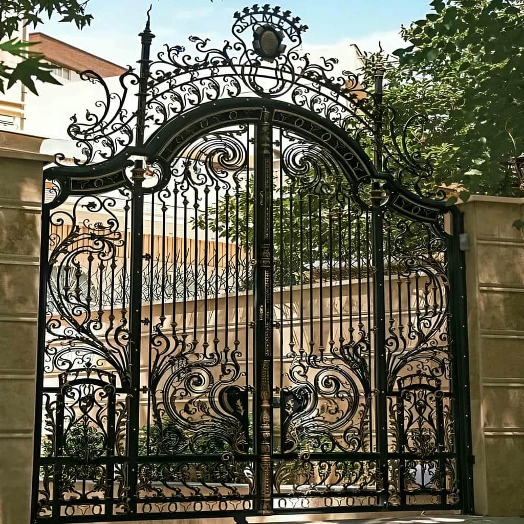 درب فلزی لاکچری نمای ویلا با دستگیره برنزی درب فلزی لاکچری نمای ویلا با دستگیره برنزی