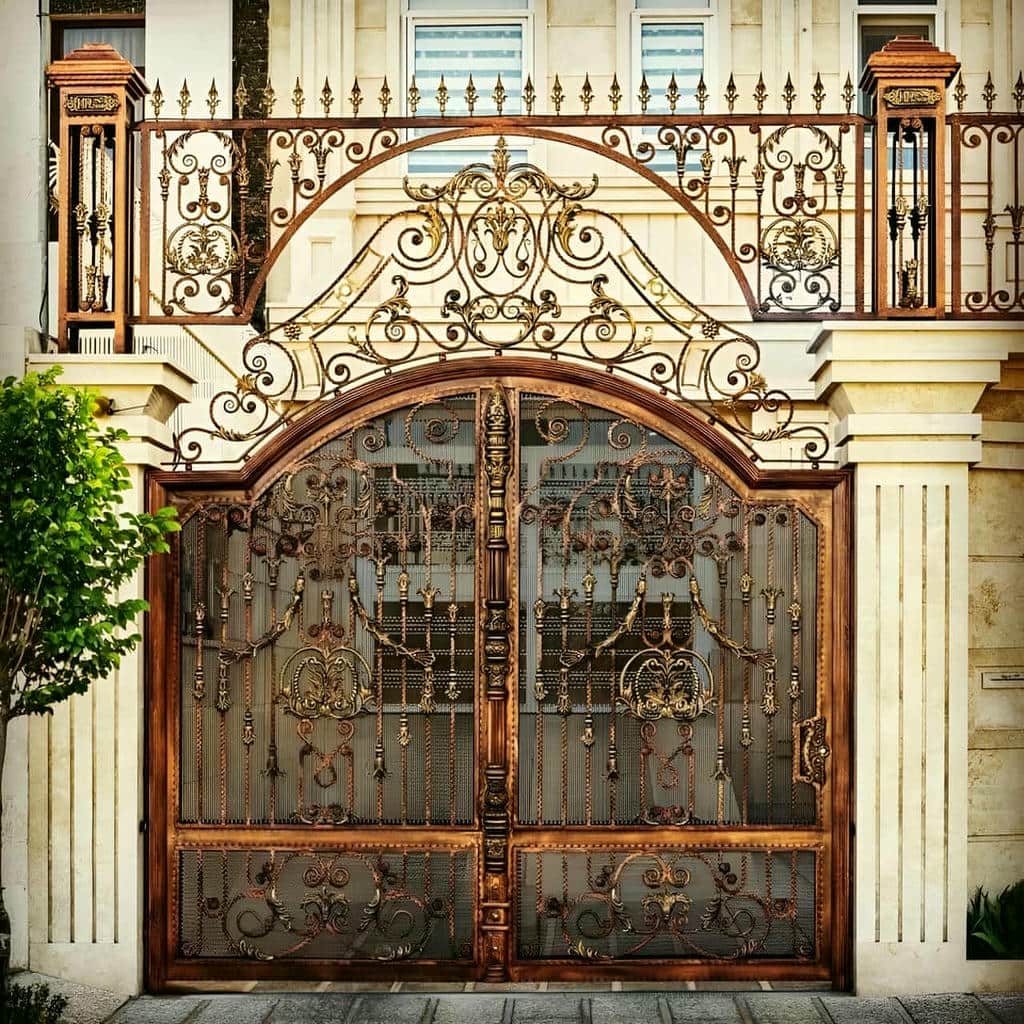 درب ویلایی حفاظ دار ورودی با شبکه عمودی و قاب مشکی درب ویلایی حفاظ دار ورودی با شبکه عمودی و قاب مشکی