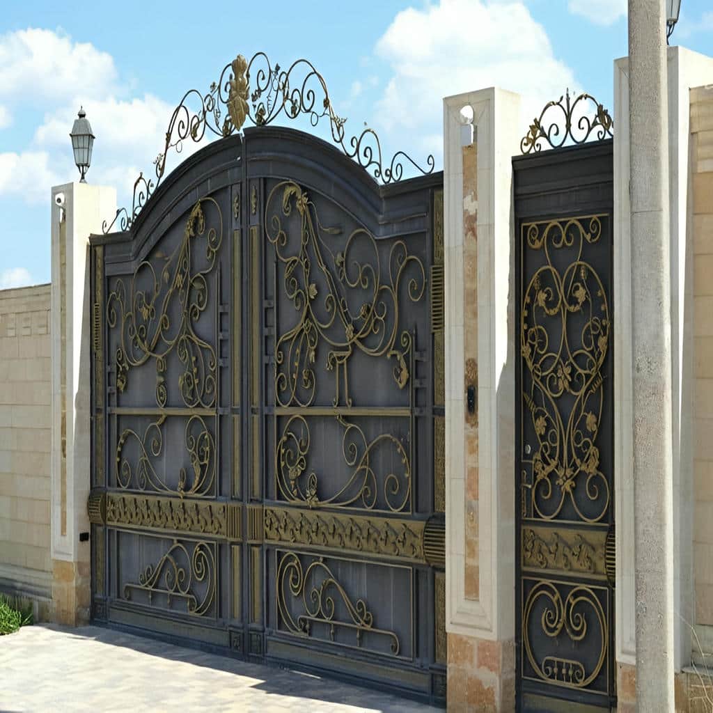 اجرای درب فلزی CNC حیاط با شیشه مات