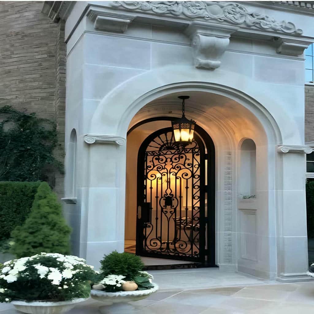 قیمت درب ویلایی فرفورژه نمای رومی با تاج و گلنرده دستساز قیمت درب ویلایی فرفورژه نمای رومی با تاج و گلنرده دستساز