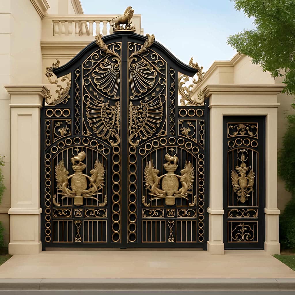 9 طرح درب ساختمان فرفورژه گل دار