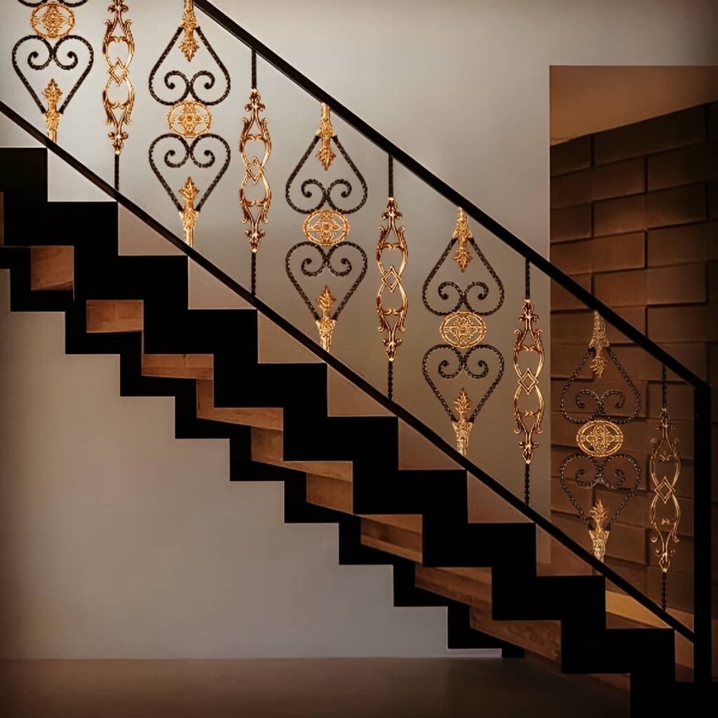 نرده فرفورژه راه پله مناسب فضای گرم خشک