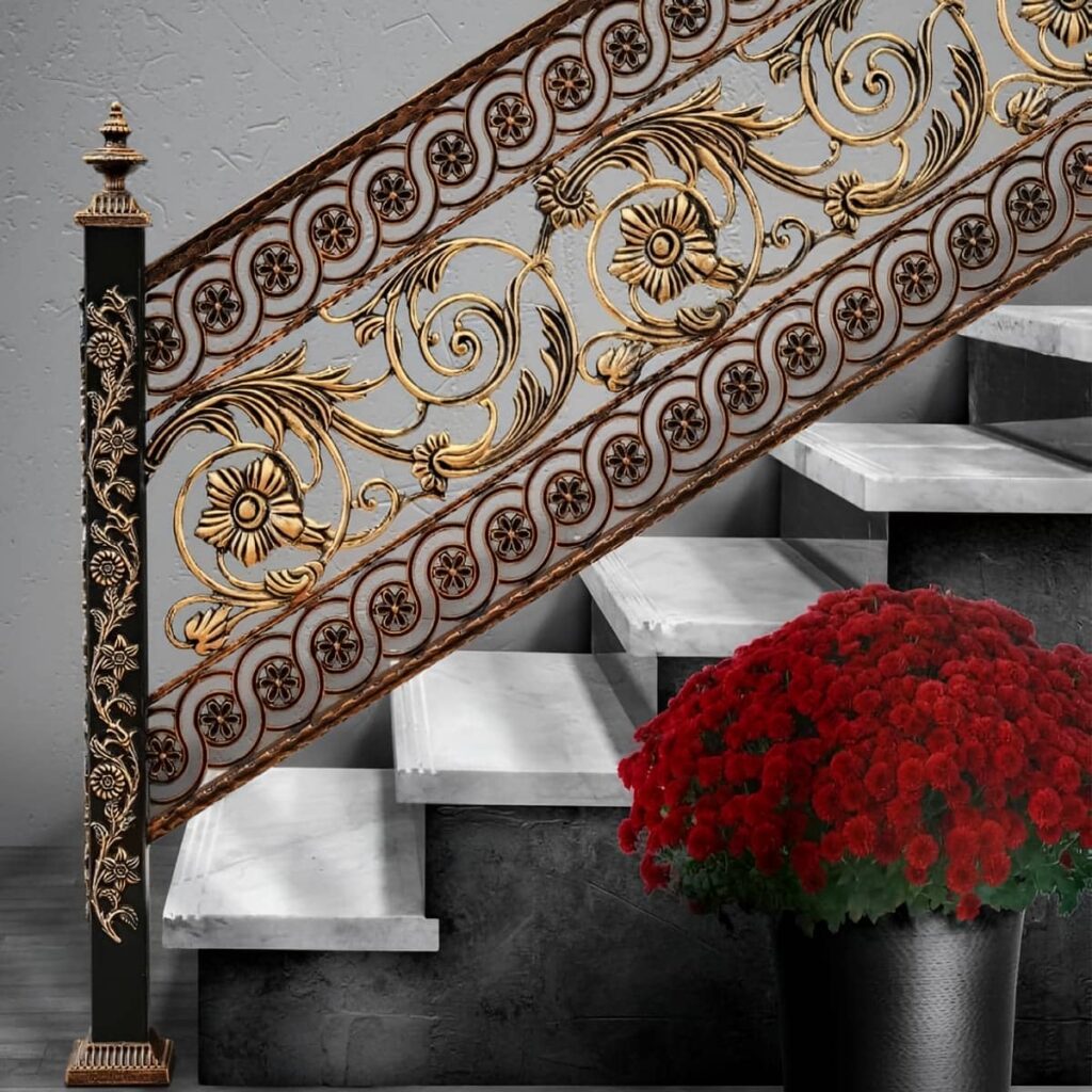 نرده راه پله چوب و فلز برای دوبلکس