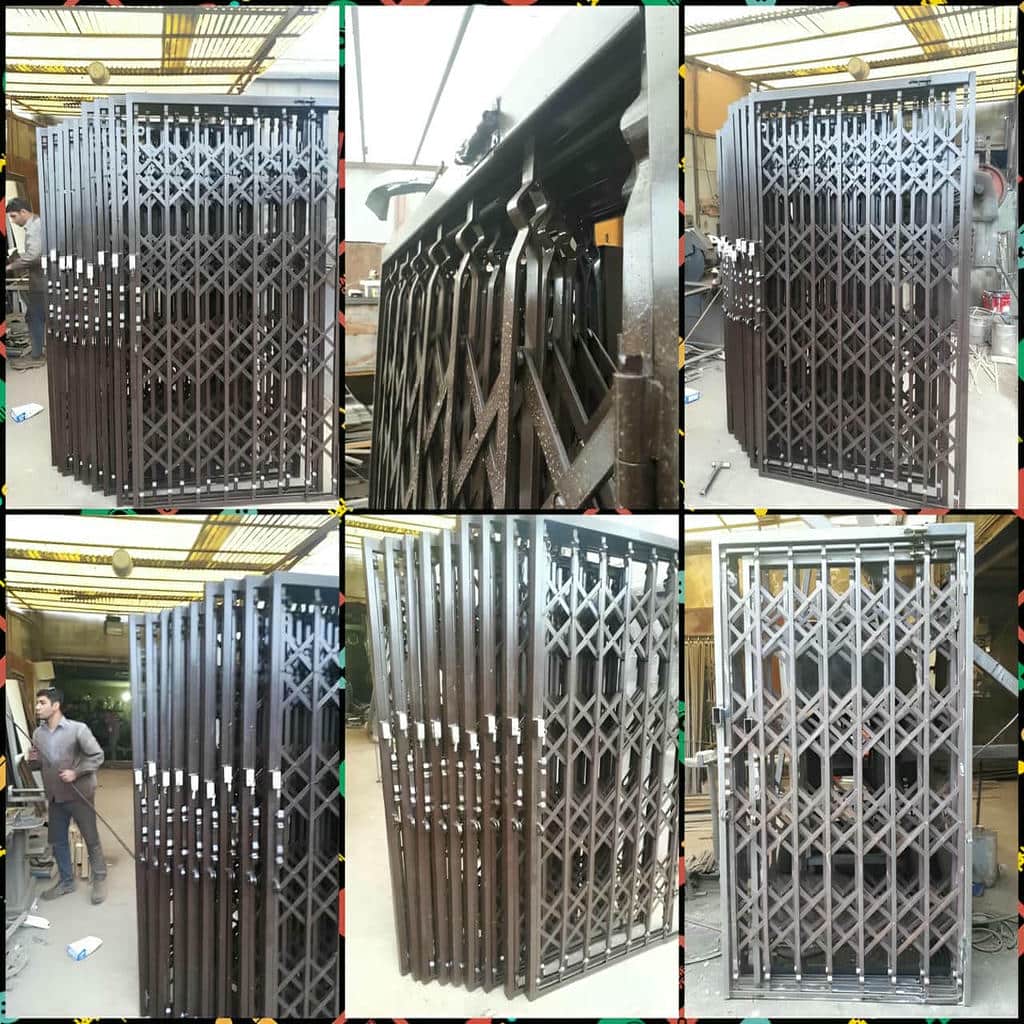 حفاظ درب آکاردئونی فلزی برای ورودی آپارتمان ارومیه فروش و سفارش حفاظ درب آکاردئونی در ارومیه و حومه